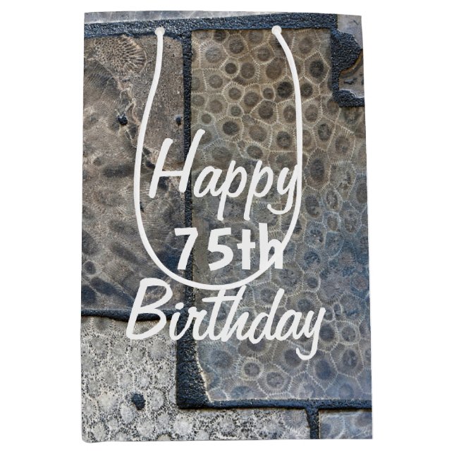 Michigan Petoskey Stone 75. Geburtstag Mittlere Geschenktüte (Vorderseite)