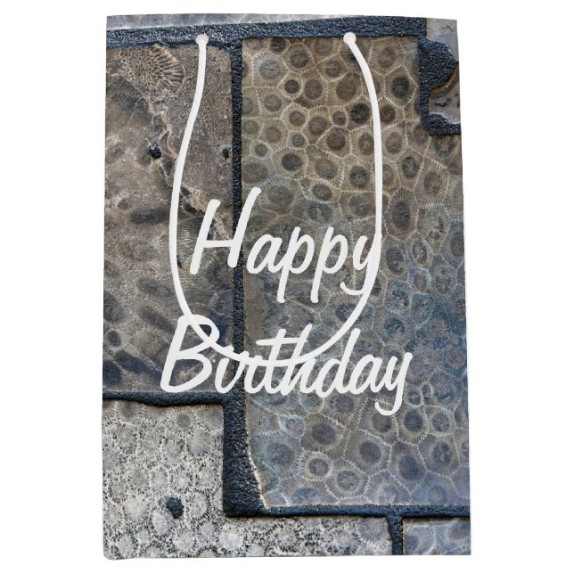 Michigan Petoskey Stone Birthday Mittlere Geschenktüte (Vorderseite)