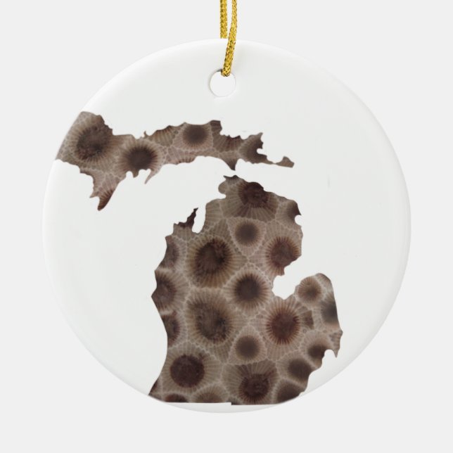 Michigan Petoskey Stone, die großen Seen geschlage Keramik Ornament (Vorne)
