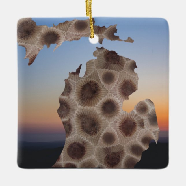 Michigan Petoskey Stone, die großen Seen geschlage Keramikornament (Vorderseite)