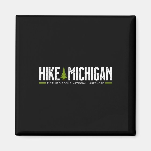 Michigan Pictured Rocks Uferwanderung Baum Retro  Magnet (Vorne)