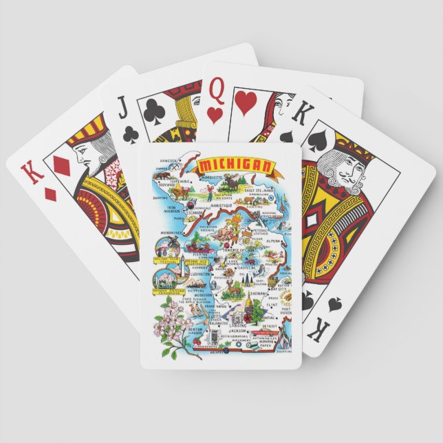 Michigan Postcard Map Playing Cards Spielkarten (Rückseite)