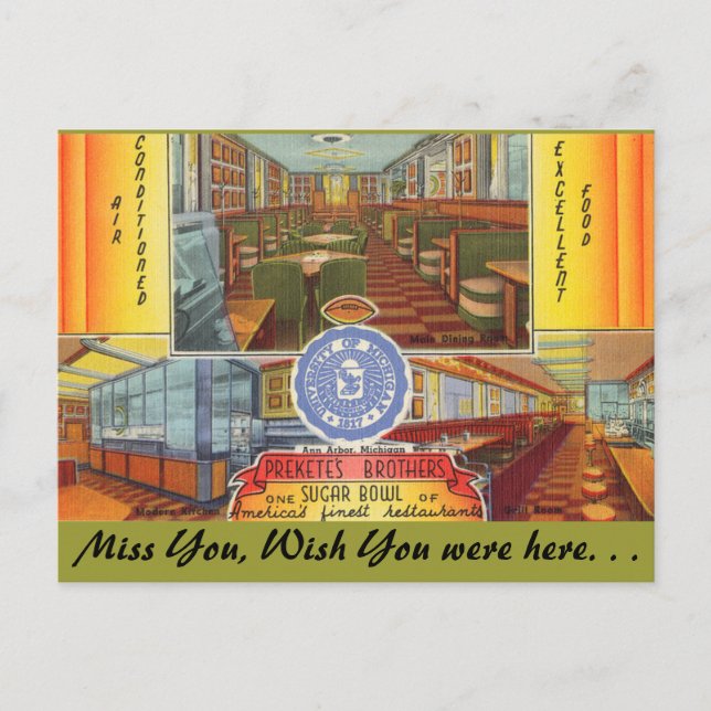 Michigan, Prekete's Bros. Zuckerschale Postkarte (Vorderseite)