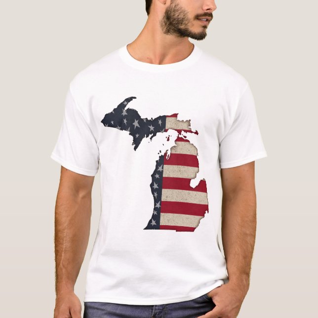 Michigan Proud | Amerikanische US Flagge T-Shirt (Vorderseite)