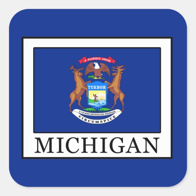 Michigan Quadratischer Aufkleber (Vorderseite)