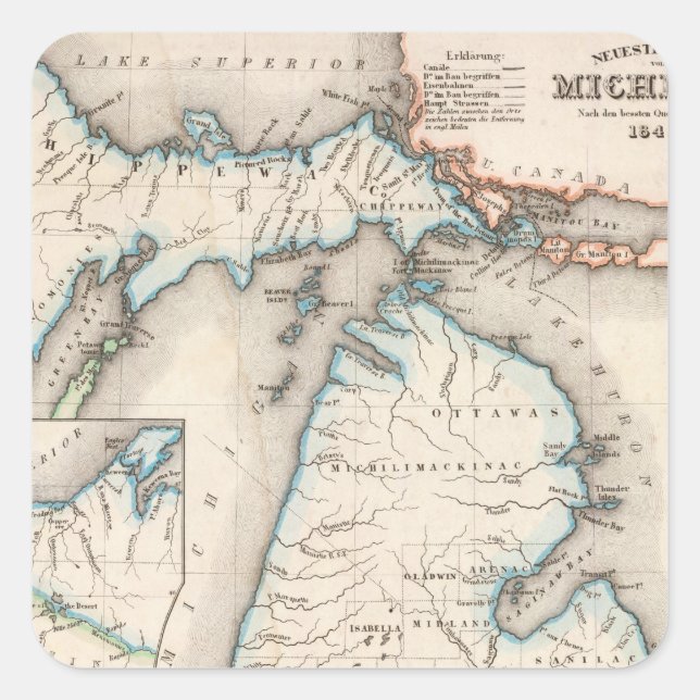 Michigan Quadratischer Aufkleber (Vorderseite)