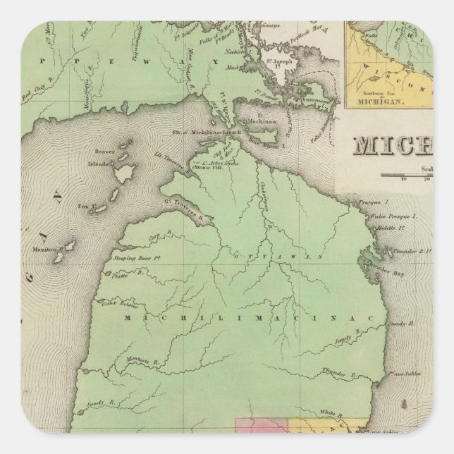 Michigan Quadratischer Aufkleber (Vorderseite)