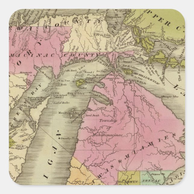 Michigan Quadratischer Aufkleber (Vorderseite)