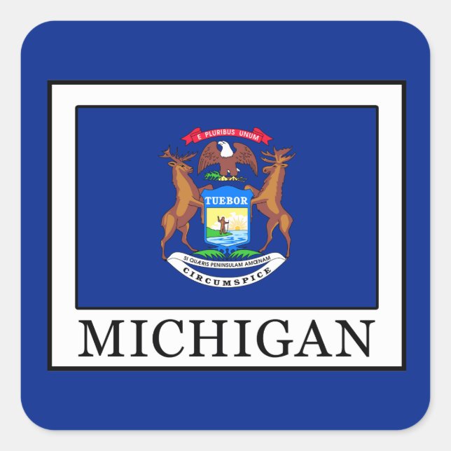 Michigan Quadratischer Aufkleber (Vorderseite)