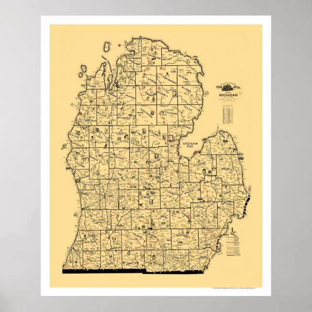 Michigan Railroad Map 1897 Poster (Vorne)