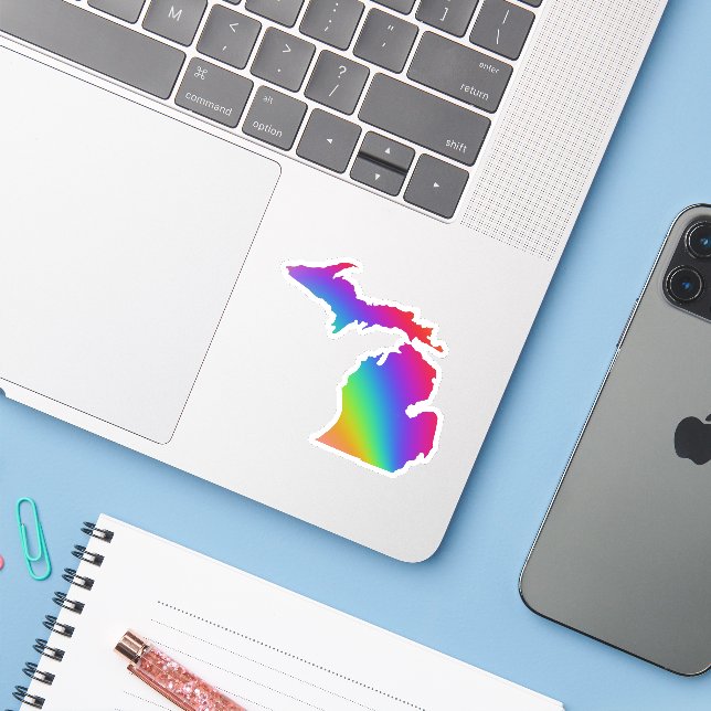 Michigan Rainbow Farben | Great Lake Staat Sticker (Laptop mit iPhone)
