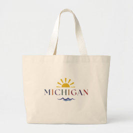 Michigan Rainbow Text Large Tote Bag Jumbo Stoffbeutel