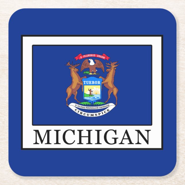 Michigan Rechteckiger Pappuntersetzer (Vorderseite)