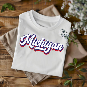 Michigan Red White and Blue Vintag Script T - Shir T-Shirt