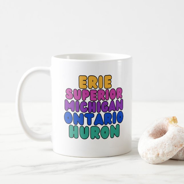 Michigan-Regenbogen-Text Great Lakes Kaffeetasse (Mit Donut)