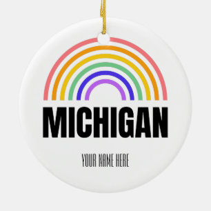 Michigan - Retro - Illustration - Personalisiert Keramik Ornament