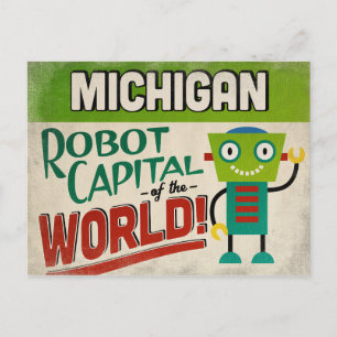 Michigan Robot - Funny Vintag Postkarte