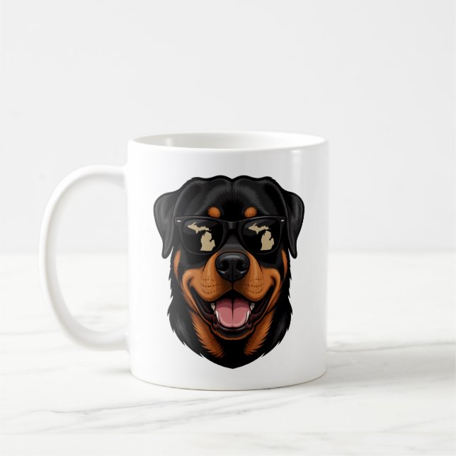 Michigan-Rottweiler mit Sonnenbrille Kaffeetasse (Links)