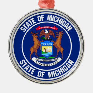 Michigan Round Emblem Ornament Aus Metall