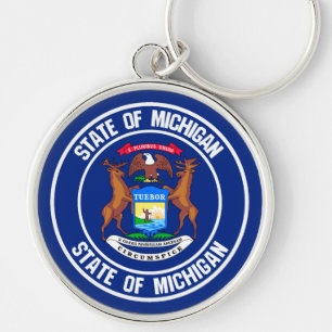 Michigan Round Emblem Schlüsselanhänger
