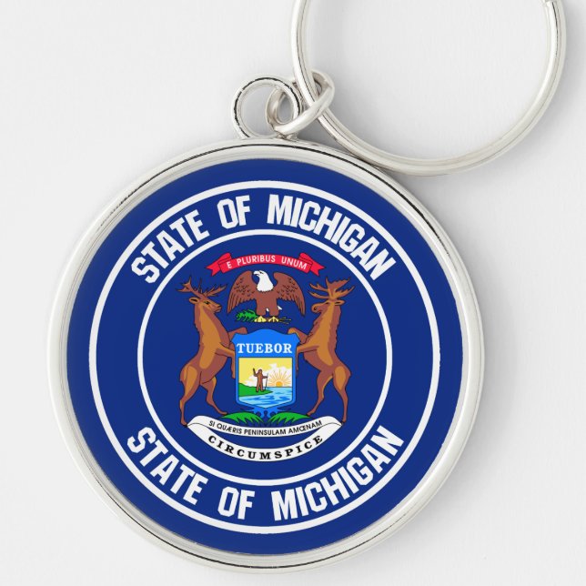 Michigan Round Emblem Schlüsselanhänger (Vorne)