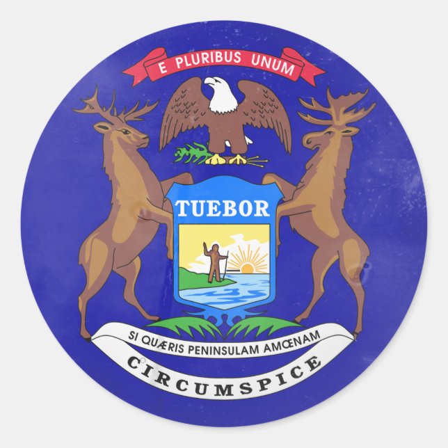 Michigan Runder Aufkleber (Vorderseite)