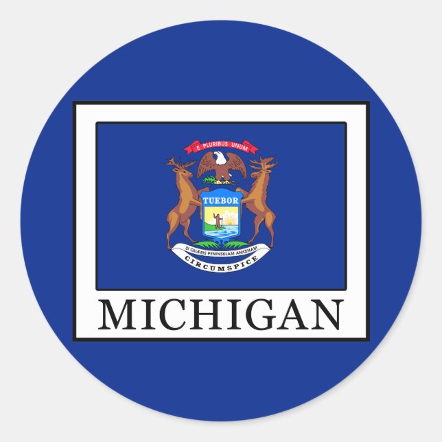 Michigan Runder Aufkleber (Vorderseite)