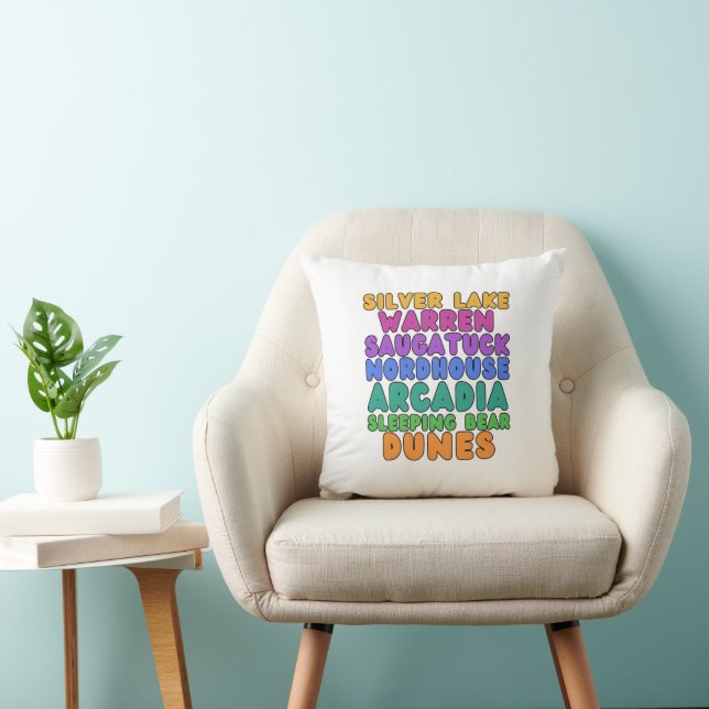 Michigan Sand Dunes Rainbow Text Throw Pillow Kissen (Stuhl )