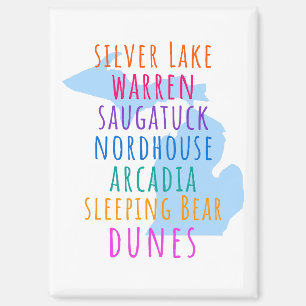 Michigan Sand Dunes Regenbogen-Text-Magnet  Magnet