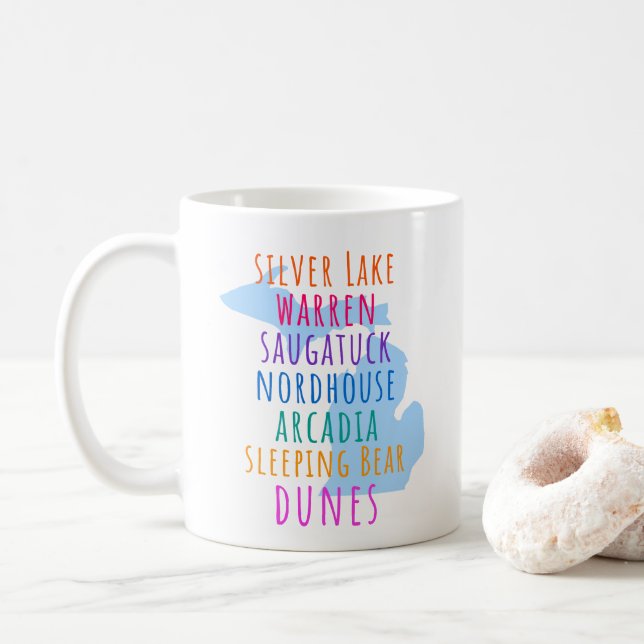Michigan-Sanddünen-Mittens-Staats-Kaffeetasse Kaffeetasse (Mit Donut)