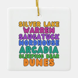 Michigan-Sanddünen-Regenbogen-Blasenbuchstaben-Orn Keramikornament