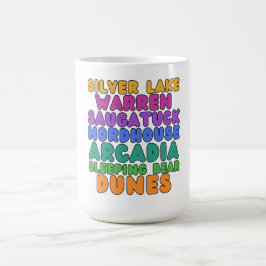 Michigan-Sanddünen-Regenbogen-Blasenbuchstaben-Tas Kaffeetasse