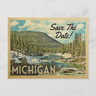 Michigan Save the Date Mountains River Snow Ankündigungspostkarte