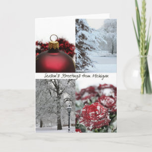 Michigan Season's Greetings - Red Winter Collage Feiertagskarte