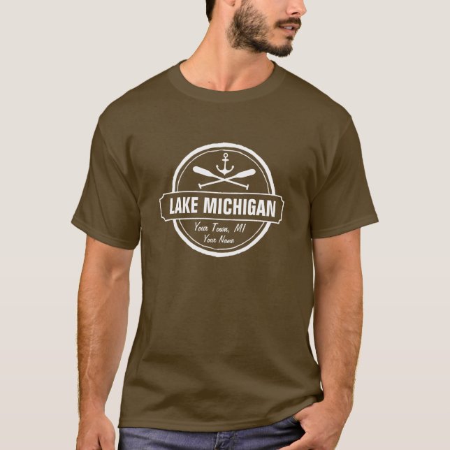Michigan-See, benutzerdefinierte Stadt, Name, Anke T-Shirt (Vorderseite)