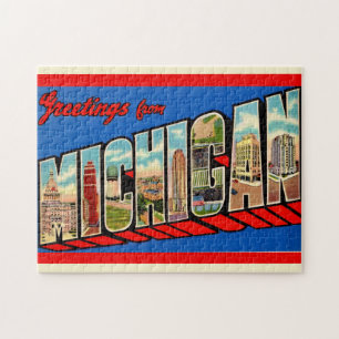 Michigan Sehenswürdigkeiten 11x14 Puzzle