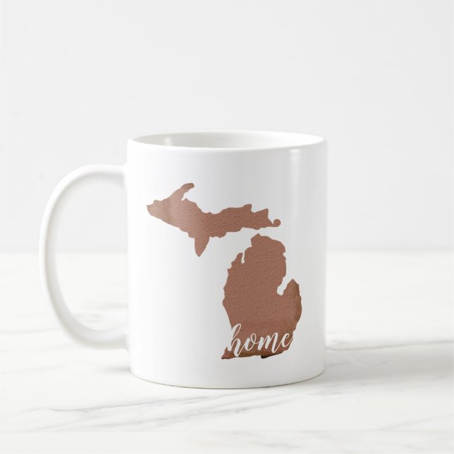 Michigan Silhouette Copper White Zuhause Kaffeetasse (Links)