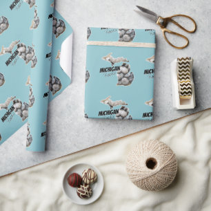Michigan-Silhouette mit Petoskey-Steinen gefüllt Geschenkpapier