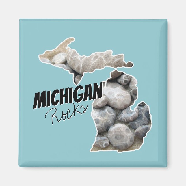 Michigan-Silhouette mit Petoskey-Steinen gefüllt Magnet (Vorne)
