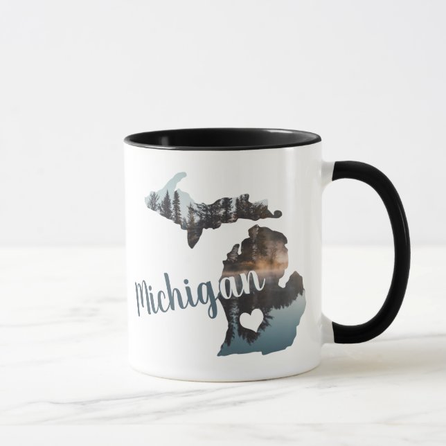 Michigan-Silhouette mit Typografie Tasse (Rechts)