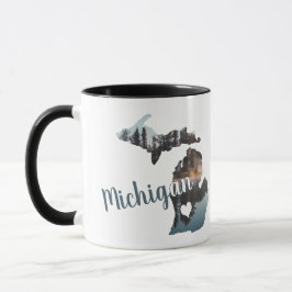 Michigan-Silhouette mit Typografie Tasse