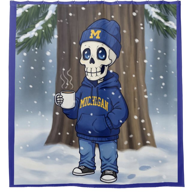 Michigan Skeleton in Blue Duschvorhang (Vorderseite)