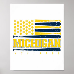 Michigan Softll Vintage Herren Kinder Team Retro S Poster