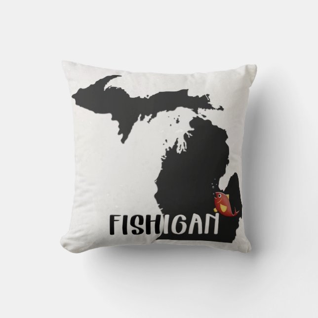Michigan-Staat-Grafik mit Fisch Kissen (Vorderseite)