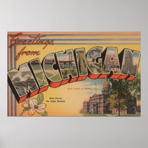 Michigan (Staat Hauptstadt/Blume) Poster