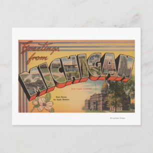 Michigan (Staat Hauptstadt/Blume) Postkarte