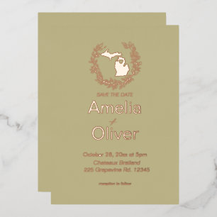 Michigan Staat Hochzeit in Urlaubsort Folieneinladung