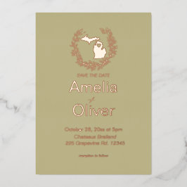 Michigan Staat Hochzeit in Urlaubsort Folieneinladung