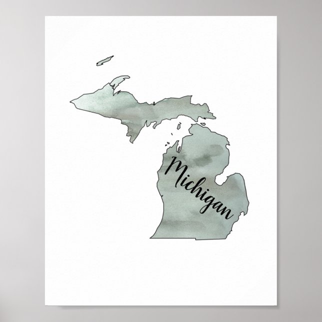 Michigan Staat Illustration Poster (Vorne)