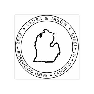 Michigan Staat Karte Rücksendeadresse Holzkunst B Gummistempel